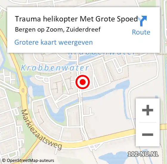 Locatie op kaart van de 112 melding: Trauma helikopter Met Grote Spoed Naar Bergen op Zoom, Zuiderdreef op 2 oktober 2022 14:12