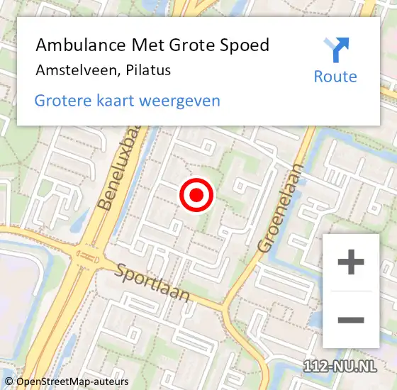 Locatie op kaart van de 112 melding: Ambulance Met Grote Spoed Naar Amstelveen, Pilatus op 2 oktober 2022 14:35