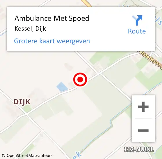 Locatie op kaart van de 112 melding: Ambulance Met Spoed Naar Kessel, Dijk op 2 oktober 2022 14:51