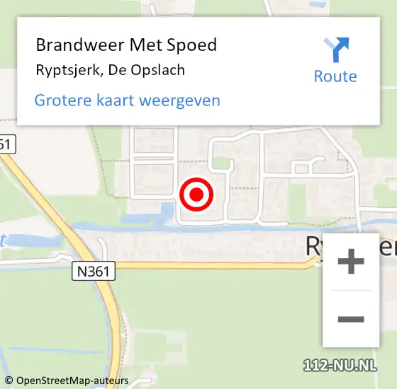 Locatie op kaart van de 112 melding: Brandweer Met Spoed Naar Ryptsjerk, De Opslach op 2 oktober 2022 14:51