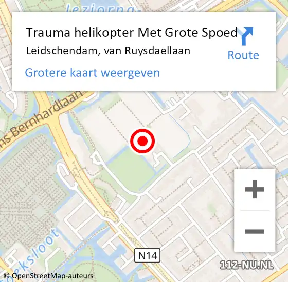 Locatie op kaart van de 112 melding: Trauma helikopter Met Grote Spoed Naar Leidschendam, van Ruysdaellaan op 2 oktober 2022 14:57