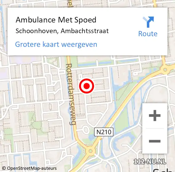 Locatie op kaart van de 112 melding: Ambulance Met Spoed Naar Schoonhoven, Ambachtsstraat op 2 oktober 2022 15:05