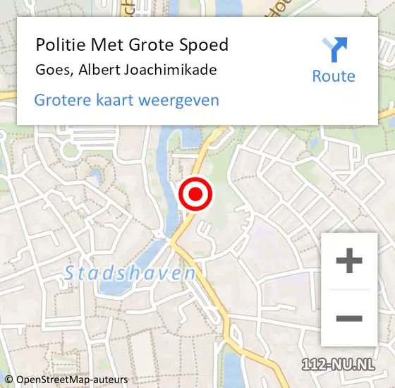 Locatie op kaart van de 112 melding: Politie Met Grote Spoed Naar Goes, Albert Joachimikade op 2 oktober 2022 15:13