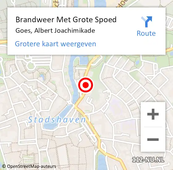 Locatie op kaart van de 112 melding: Brandweer Met Grote Spoed Naar Goes, Albert Joachimikade op 2 oktober 2022 15:13