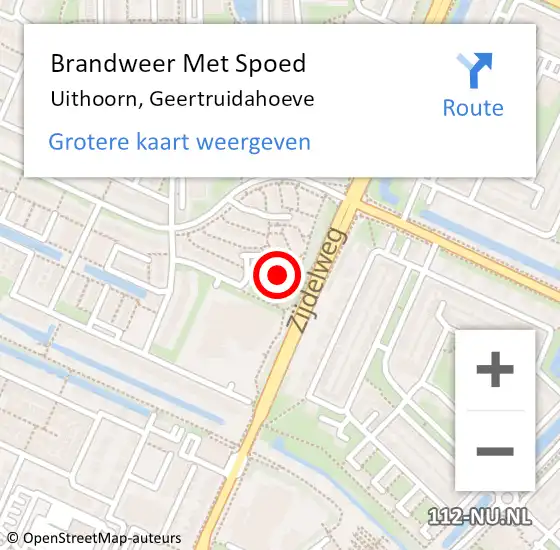 Locatie op kaart van de 112 melding: Brandweer Met Spoed Naar Uithoorn, Geertruidahoeve op 2 oktober 2022 15:14