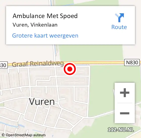 Locatie op kaart van de 112 melding: Ambulance Met Spoed Naar Vuren, Vinkenlaan op 2 oktober 2022 15:42