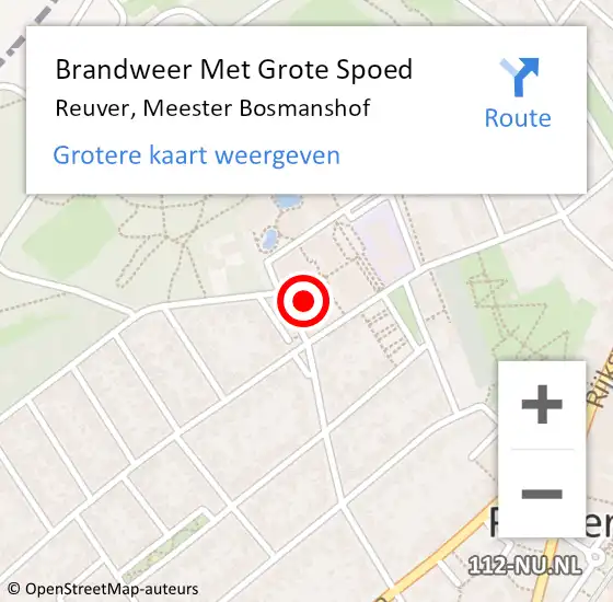 Locatie op kaart van de 112 melding: Brandweer Met Grote Spoed Naar Reuver, Meester Bosmanshof op 2 oktober 2022 15:59