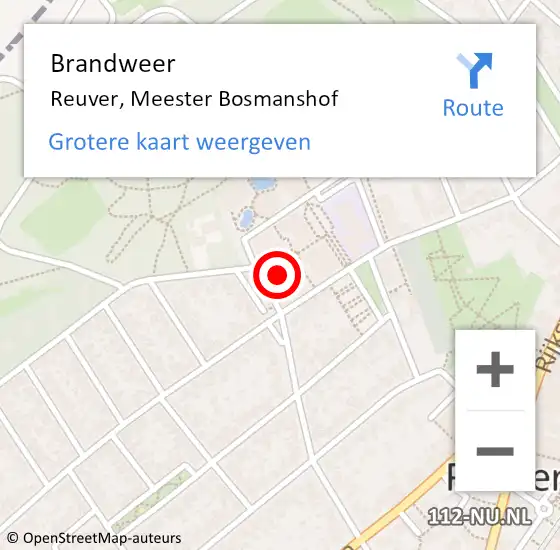 Locatie op kaart van de 112 melding: Brandweer Reuver, Meester Bosmanshof op 2 oktober 2022 16:01