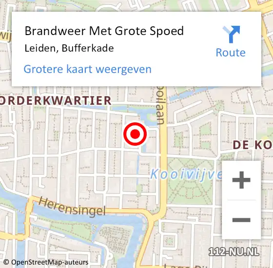 Locatie op kaart van de 112 melding: Brandweer Met Grote Spoed Naar Leiden, Bufferkade op 2 oktober 2022 16:04