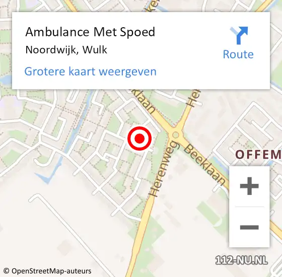 Locatie op kaart van de 112 melding: Ambulance Met Spoed Naar Noordwijk, Wulk op 2 oktober 2022 16:21