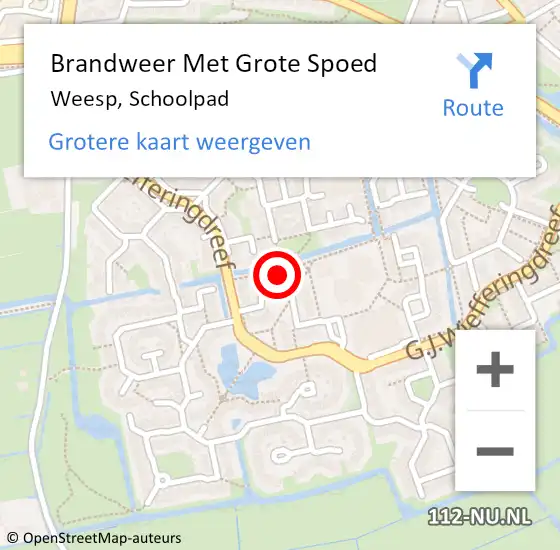 Locatie op kaart van de 112 melding: Brandweer Met Grote Spoed Naar Weesp, Schoolpad op 2 oktober 2022 16:29