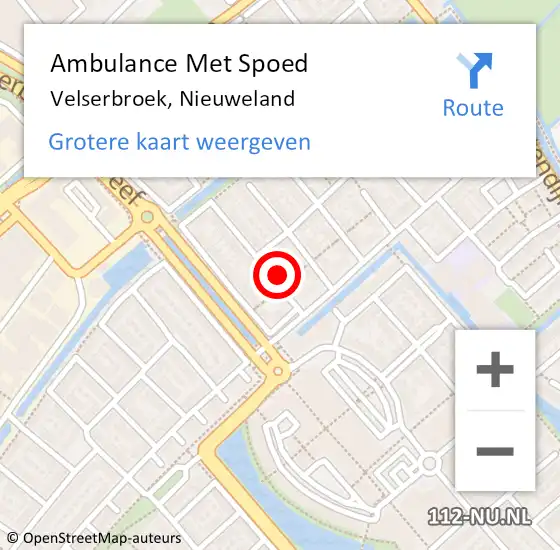 Locatie op kaart van de 112 melding: Ambulance Met Spoed Naar Velserbroek, Nieuweland op 2 oktober 2022 16:32