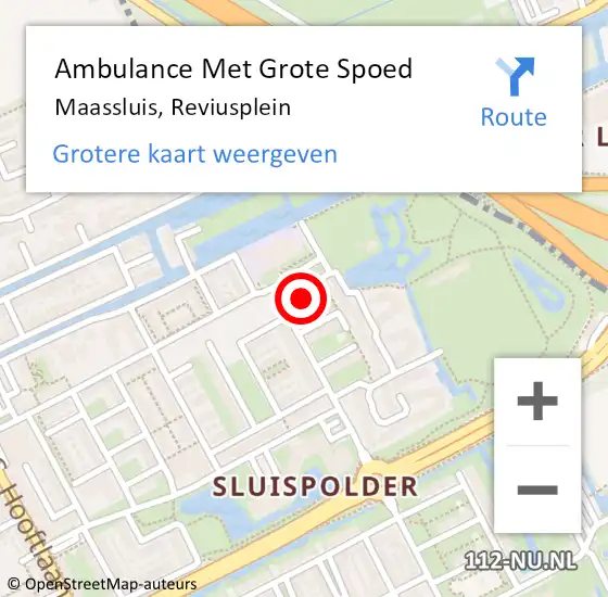 Locatie op kaart van de 112 melding: Ambulance Met Grote Spoed Naar Maassluis, Reviusplein op 2 oktober 2022 16:35