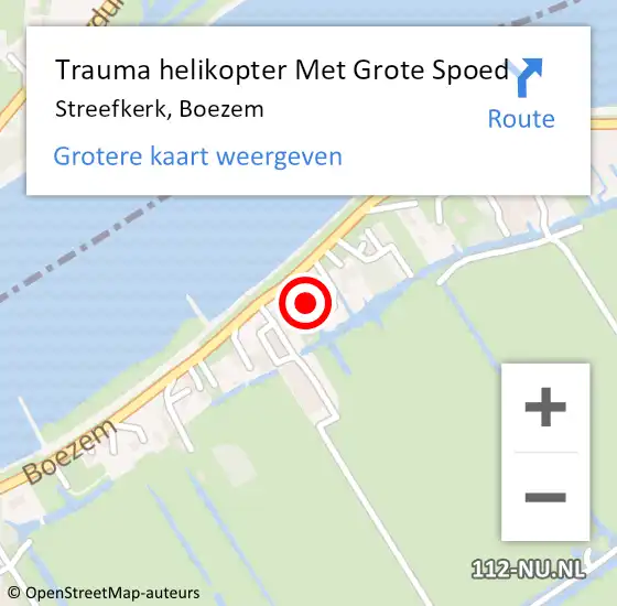 Locatie op kaart van de 112 melding: Trauma helikopter Met Grote Spoed Naar Streefkerk, Boezem op 2 oktober 2022 16:36