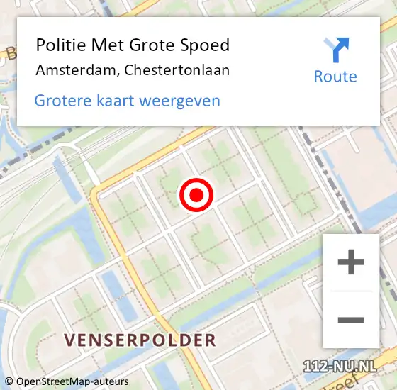 Locatie op kaart van de 112 melding: Politie Met Grote Spoed Naar Amsterdam-Zuidoost, Chestertonlaan op 2 oktober 2022 16:39