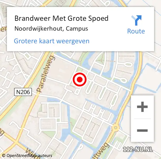 Locatie op kaart van de 112 melding: Brandweer Met Grote Spoed Naar Noordwijkerhout, Campus op 2 oktober 2022 16:49