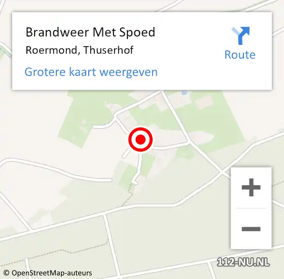 Locatie op kaart van de 112 melding: Brandweer Met Spoed Naar Roermond, Thuserhof op 2 oktober 2022 16:53