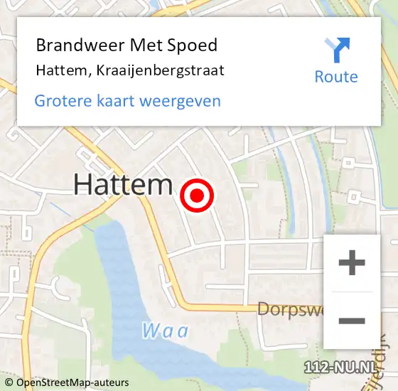 Locatie op kaart van de 112 melding: Brandweer Met Spoed Naar Hattem, Kraaijenbergstraat op 2 oktober 2022 17:31