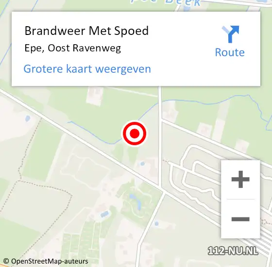 Locatie op kaart van de 112 melding: Brandweer Met Spoed Naar Epe, Oost Ravenweg op 2 oktober 2022 17:41