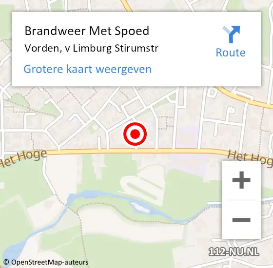 Locatie op kaart van de 112 melding: Brandweer Met Spoed Naar Vorden, v Limburg Stirumstr op 2 oktober 2022 17:53