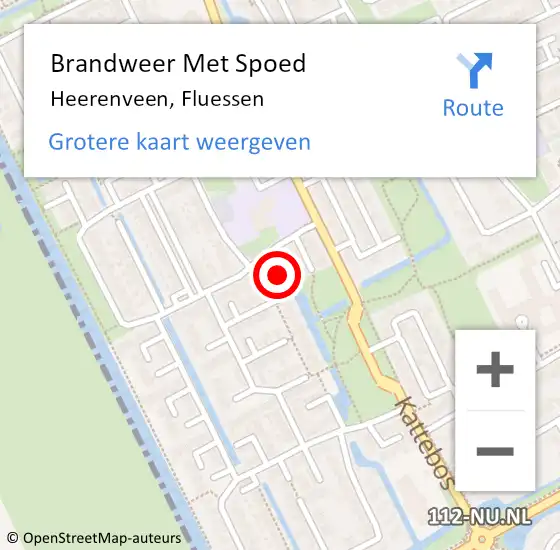 Locatie op kaart van de 112 melding: Brandweer Met Spoed Naar Heerenveen, Fluessen op 2 oktober 2022 17:57