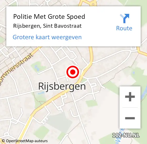 Locatie op kaart van de 112 melding: Politie Met Grote Spoed Naar Rijsbergen, Sint Bavostraat op 2 oktober 2022 18:18