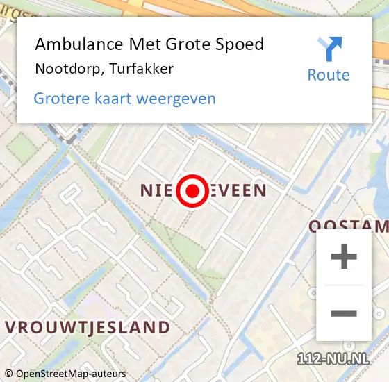 Locatie op kaart van de 112 melding: Ambulance Met Grote Spoed Naar Nootdorp, Turfakker op 2 oktober 2022 18:25