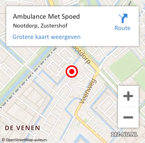 Locatie op kaart van de 112 melding: Ambulance Met Spoed Naar Nootdorp, Zustershof op 2 oktober 2022 18:25