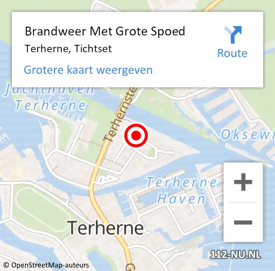 Locatie op kaart van de 112 melding: Brandweer Met Grote Spoed Naar Terherne, Tichtset op 2 oktober 2022 18:40