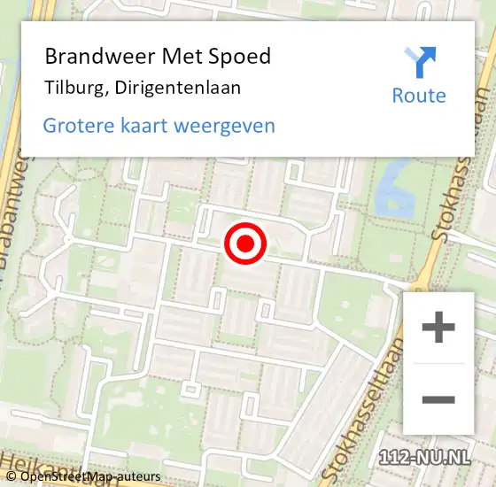 Locatie op kaart van de 112 melding: Brandweer Met Spoed Naar Tilburg, Dirigentenlaan op 2 oktober 2022 18:48