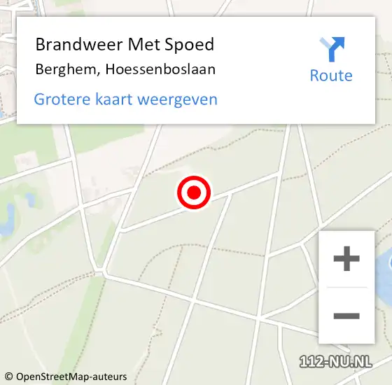 Locatie op kaart van de 112 melding: Brandweer Met Spoed Naar Berghem, Hoessenboslaan op 2 oktober 2022 19:09