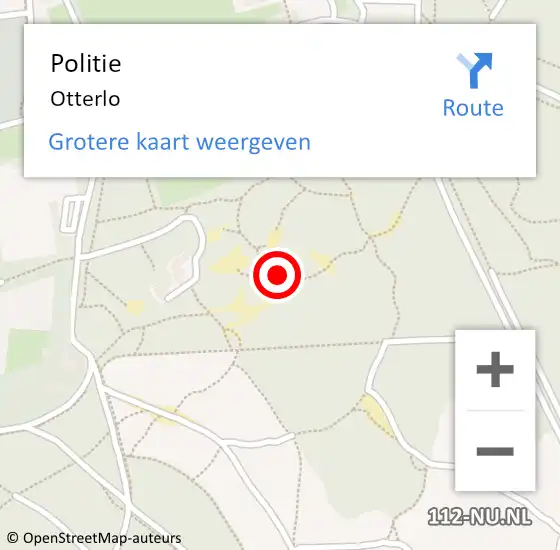 Locatie op kaart van de 112 melding: Politie Otterlo op 2 oktober 2022 19:17