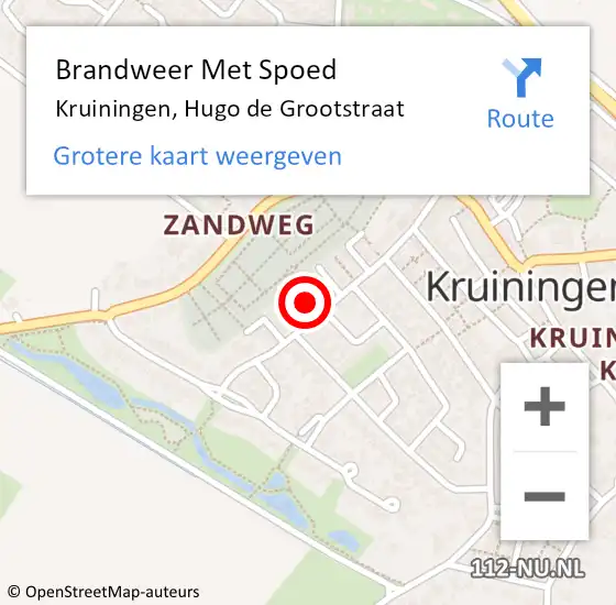 Locatie op kaart van de 112 melding: Brandweer Met Spoed Naar Kruiningen, Hugo de Grootstraat op 2 oktober 2022 19:28