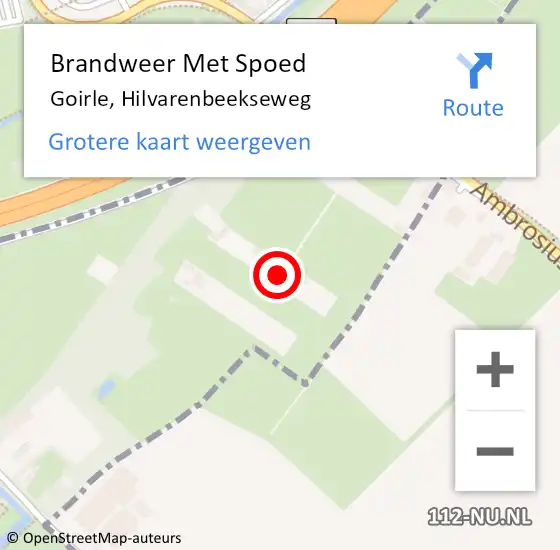 Locatie op kaart van de 112 melding: Brandweer Met Spoed Naar Goirle, Hilvarenbeekseweg op 2 oktober 2022 19:33