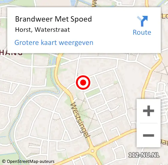 Locatie op kaart van de 112 melding: Brandweer Met Spoed Naar Horst, Waterstraat op 2 oktober 2022 19:37