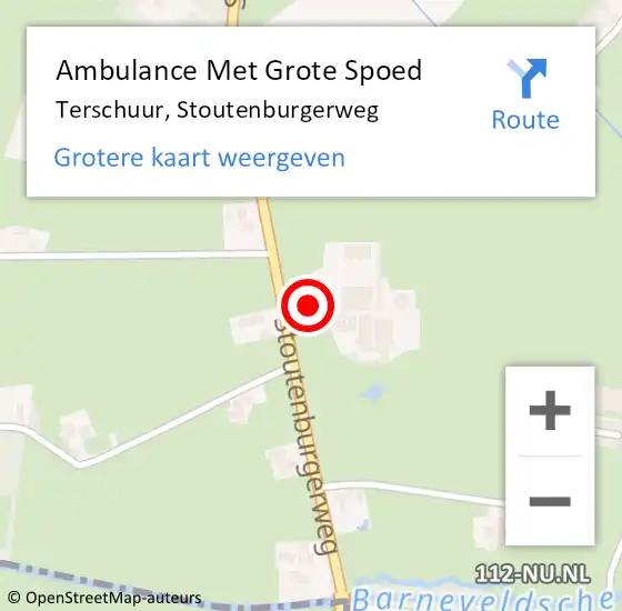 Locatie op kaart van de 112 melding: Ambulance Met Grote Spoed Naar Terschuur, Stoutenburgerweg op 2 oktober 2022 19:47