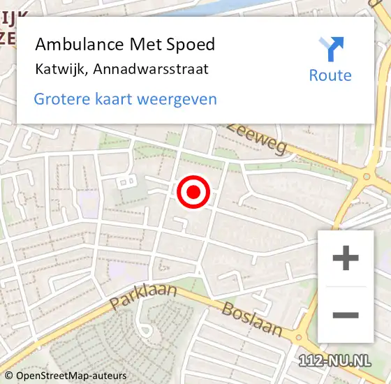 Locatie op kaart van de 112 melding: Ambulance Met Spoed Naar Katwijk, Annadwarsstraat op 2 oktober 2022 20:16