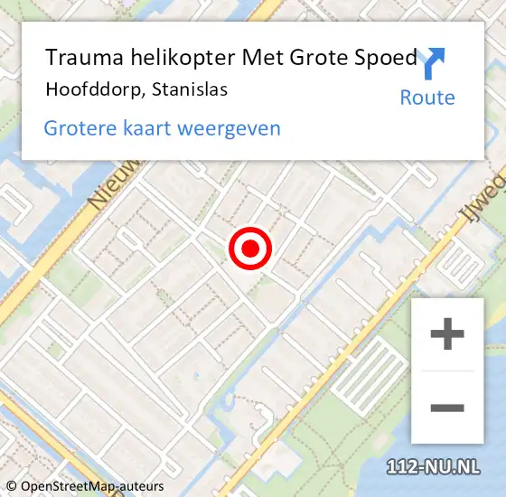 Locatie op kaart van de 112 melding: Trauma helikopter Met Grote Spoed Naar Hoofddorp, Stanislas op 2 oktober 2022 20:21