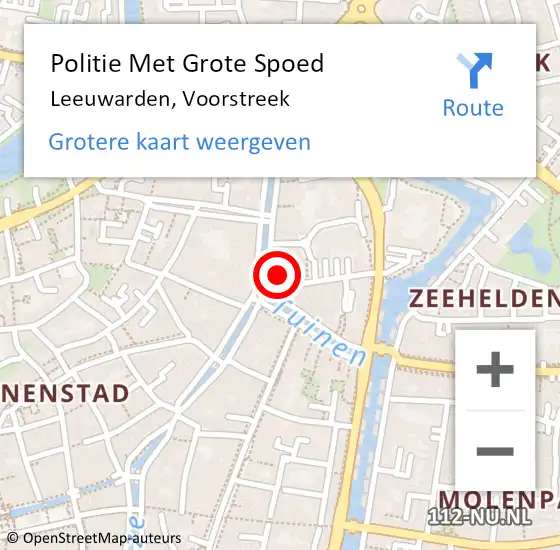 Locatie op kaart van de 112 melding: Politie Met Grote Spoed Naar Leeuwarden, Voorstreek op 2 oktober 2022 20:39