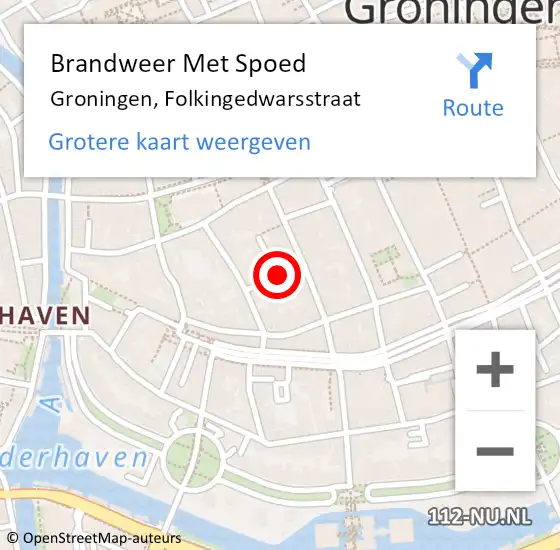 Locatie op kaart van de 112 melding: Brandweer Met Spoed Naar Groningen, Folkingedwarsstraat op 2 oktober 2022 20:58