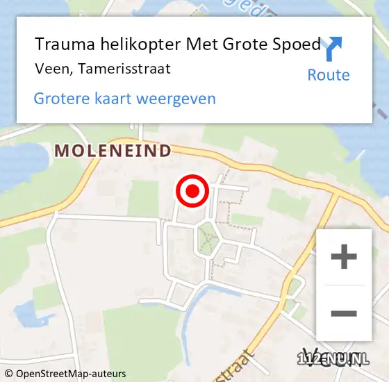 Locatie op kaart van de 112 melding: Trauma helikopter Met Grote Spoed Naar Veen, Tamerisstraat op 2 oktober 2022 21:00