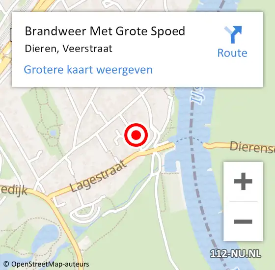 Locatie op kaart van de 112 melding: Brandweer Met Grote Spoed Naar Dieren, Veerstraat op 2 oktober 2022 21:30