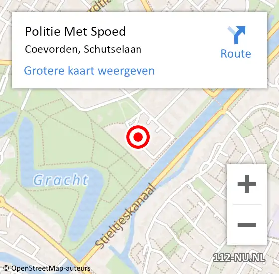 Locatie op kaart van de 112 melding: Politie Met Spoed Naar Coevorden, Schutselaan op 2 oktober 2022 21:44