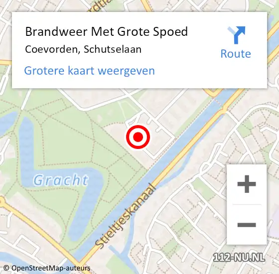 Locatie op kaart van de 112 melding: Brandweer Met Grote Spoed Naar Coevorden, Schutselaan op 2 oktober 2022 21:45
