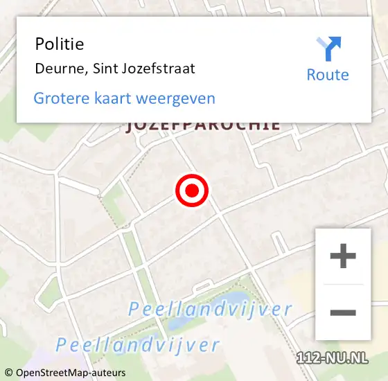 Locatie op kaart van de 112 melding: Politie Deurne, Sint Jozefstraat op 2 oktober 2022 21:45