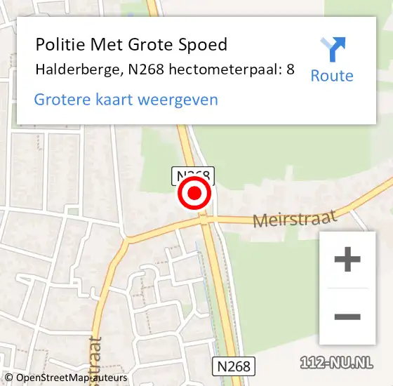 Locatie op kaart van de 112 melding: Politie Met Grote Spoed Naar Halderberge, N268 hectometerpaal: 8 op 2 oktober 2022 22:02