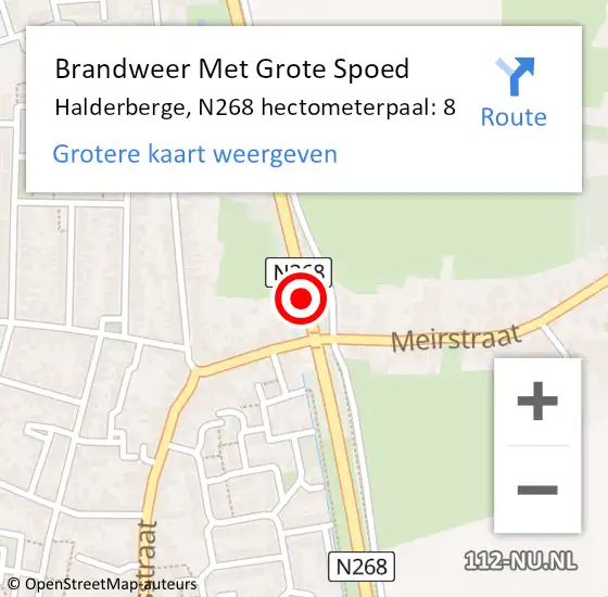 Locatie op kaart van de 112 melding: Brandweer Met Grote Spoed Naar Halderberge, N268 hectometerpaal: 8 op 2 oktober 2022 22:02