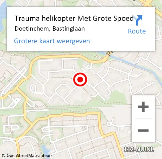 Locatie op kaart van de 112 melding: Trauma helikopter Met Grote Spoed Naar Doetinchem, Bastinglaan op 2 oktober 2022 22:07