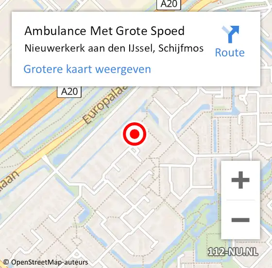 Locatie op kaart van de 112 melding: Ambulance Met Grote Spoed Naar Nieuwerkerk aan den IJssel, Schijfmos op 2 oktober 2022 22:15