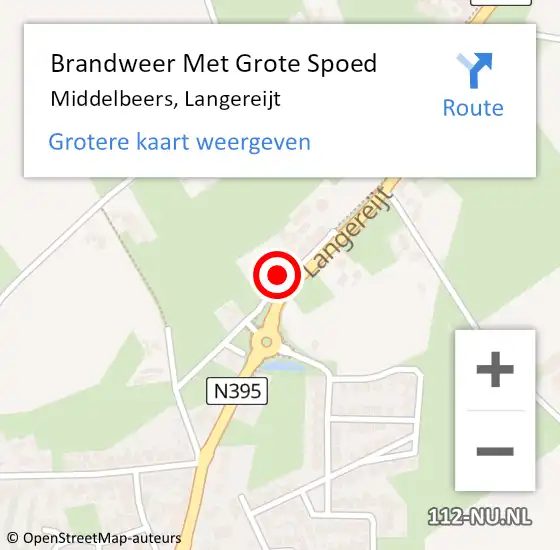 Locatie op kaart van de 112 melding: Brandweer Met Grote Spoed Naar Oost- West- en Middelbeers, Langereijt op 2 oktober 2022 22:22